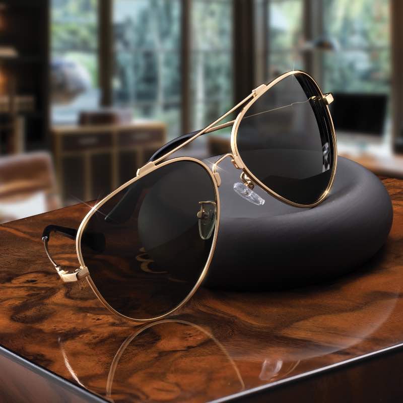 Memory Flex Apollo Aviator 22k gold-clad/Non-Mirror Polarized Sunglasses